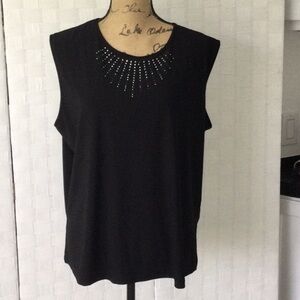 Women’s Sleeveless Blouse w/Stones Black Sz L #337